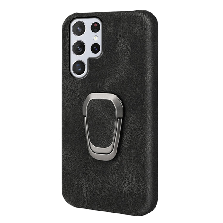 Ring Holder PU Phone Case For Samsung Galaxy S22 Ultra 5G