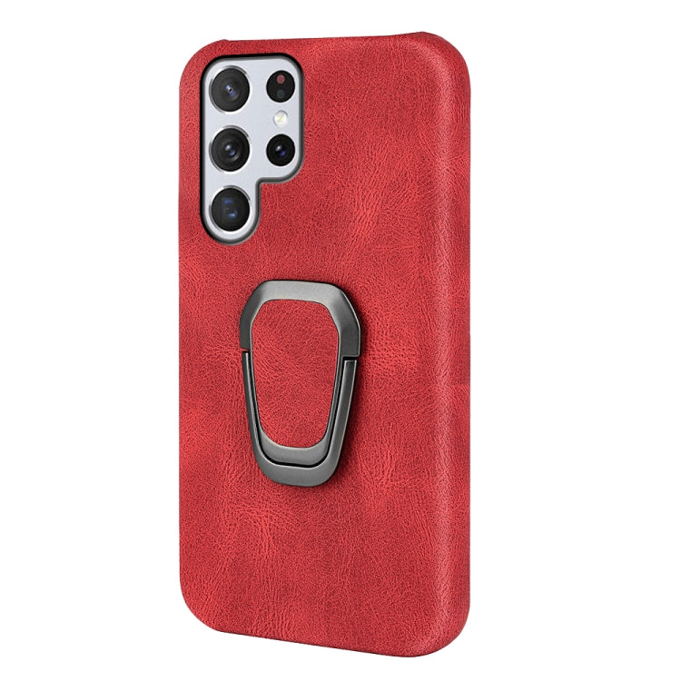Ring Holder PU Phone Case For Samsung Galaxy S22 Ultra 5G