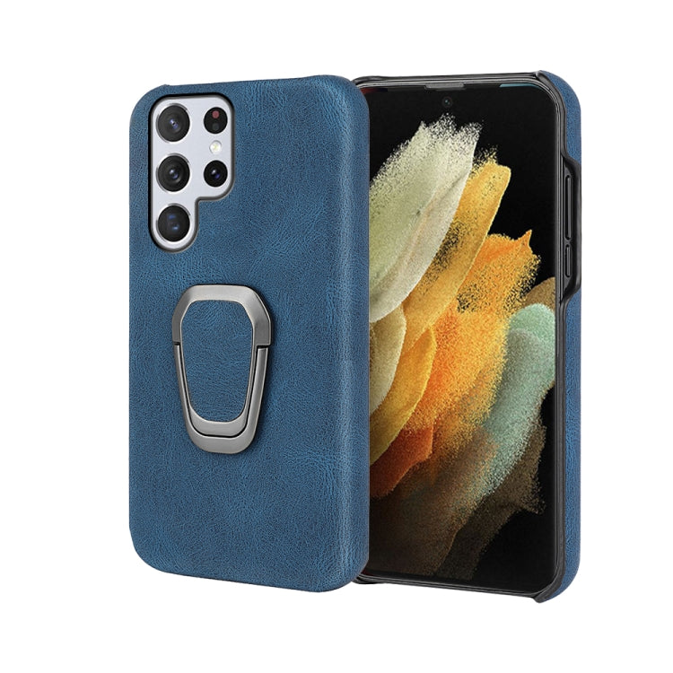 Ring Holder PU Phone Case For Samsung Galaxy S22 Ultra 5G