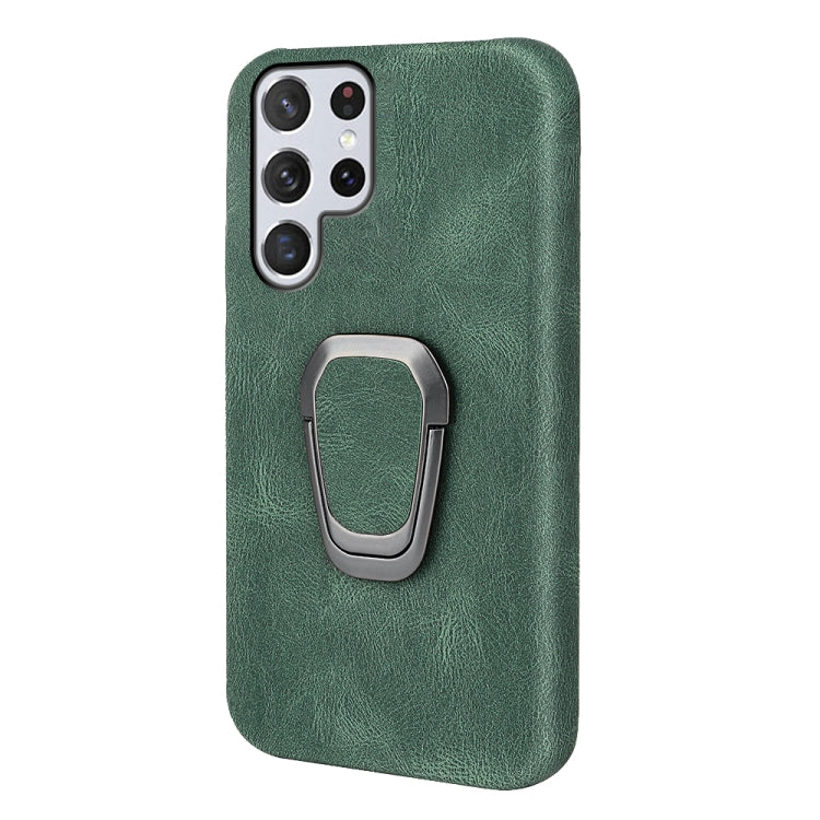 Ring Holder PU Phone Case For Samsung Galaxy S22 Ultra 5G