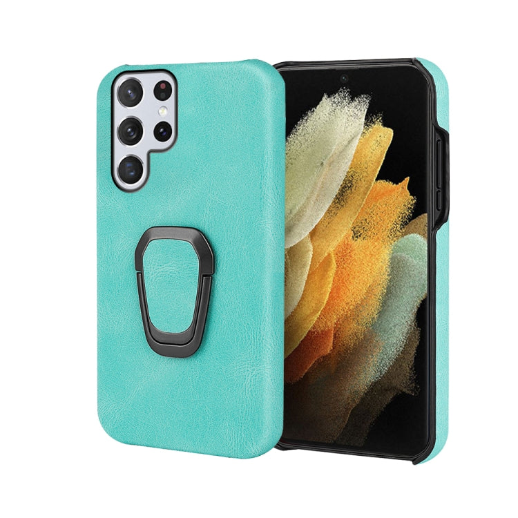 Ring Holder PU Phone Case For Samsung Galaxy S22 Ultra 5G