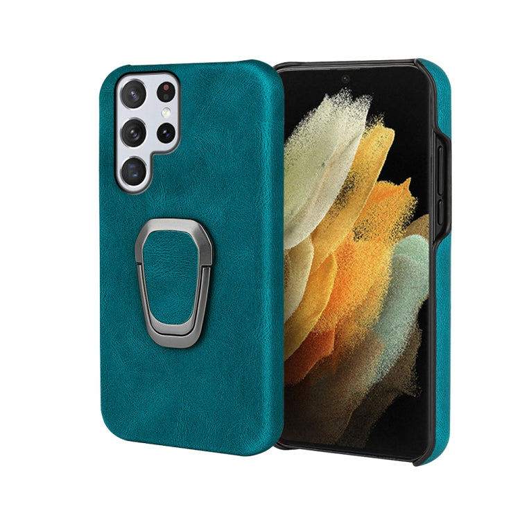 Ring Holder PU Phone Case For Samsung Galaxy S22 Ultra 5G