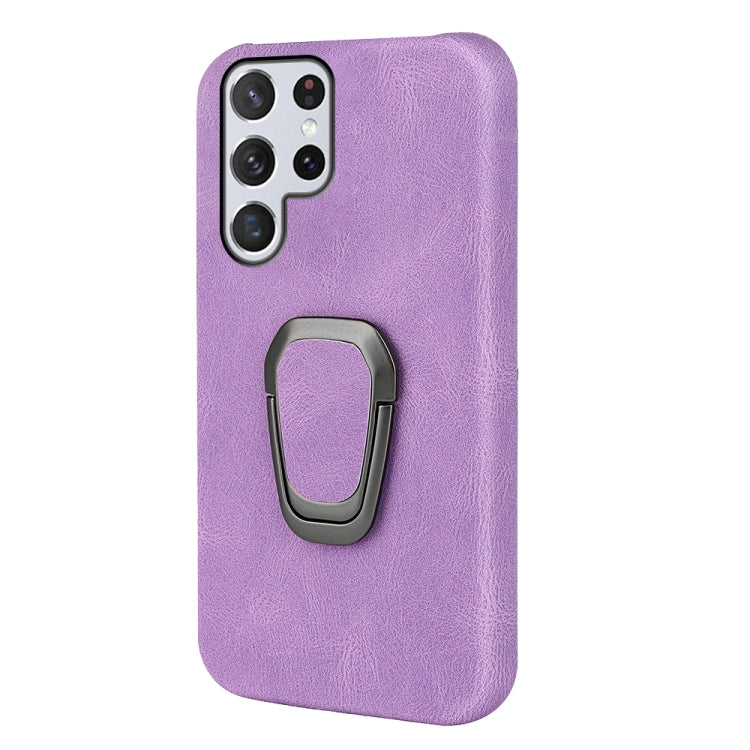 Ring Holder PU Phone Case For Samsung Galaxy S22 Ultra 5G