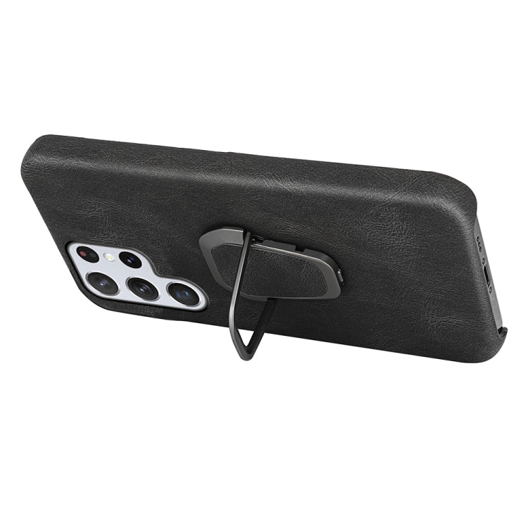 Ring Holder PU Phone Case For Samsung Galaxy S22 Ultra 5G