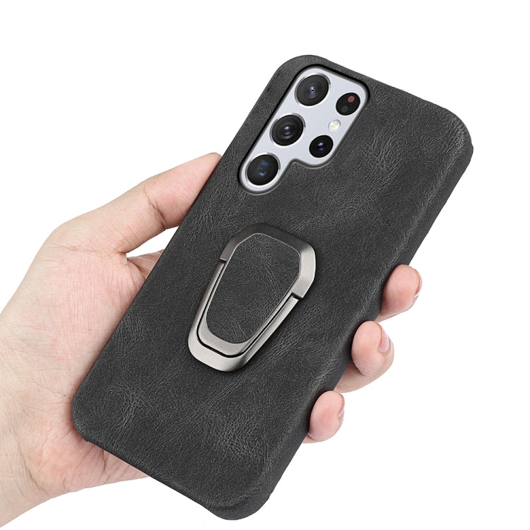 Ring Holder PU Phone Case For Samsung Galaxy S22 Ultra 5G