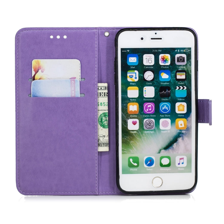 Diamond Encrusted Butterflies Love Flowers Pattern Horizontal Flip Leather Case for iPhone 8 Plus , with Holder & Card Slots & Wallet & Lanyard