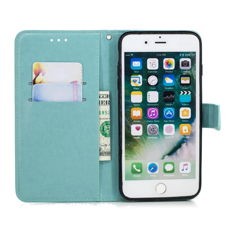 Diamond Encrusted Butterflies Love Flowers Pattern Horizontal Flip Leather Case for iPhone 8 Plus , with Holder & Card Slots & Wallet & Lanyard