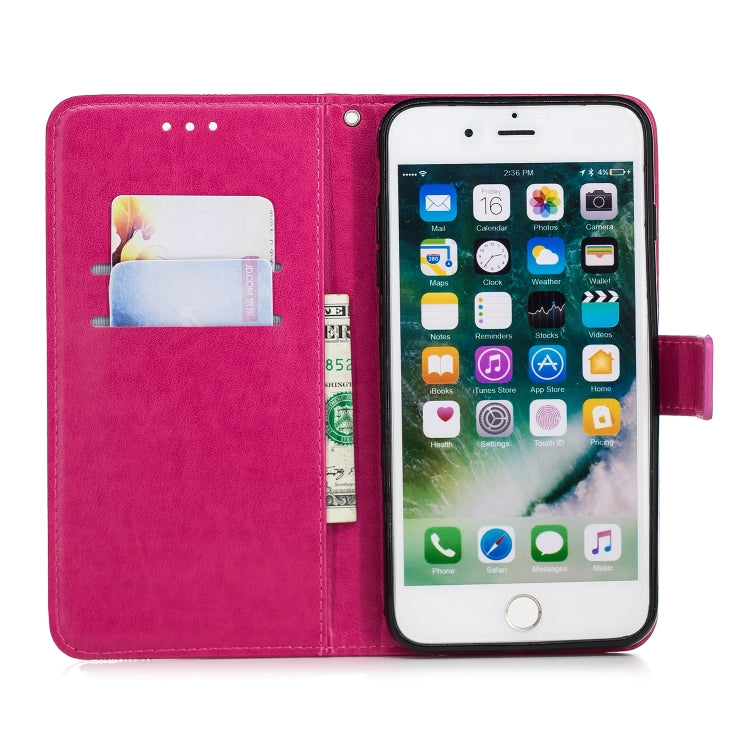 Diamond Encrusted Butterflies Love Flowers Pattern Horizontal Flip Leather Case for iPhone 8 Plus , with Holder & Card Slots & Wallet & Lanyard