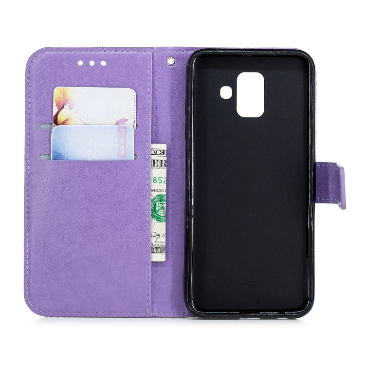Diamond Encrusted Butterflies Love Flowers Pattern Horizontal Flip Leather Case for Galaxy A6 (2018)  , with Holder & Card Slots & Wallet & Lanyard