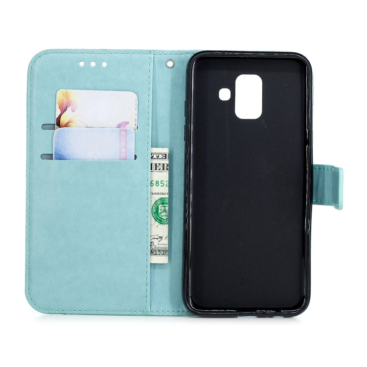 Diamond Encrusted Butterflies Love Flowers Pattern Horizontal Flip Leather Case for Galaxy A6 (2018)  , with Holder & Card Slots & Wallet & Lanyard