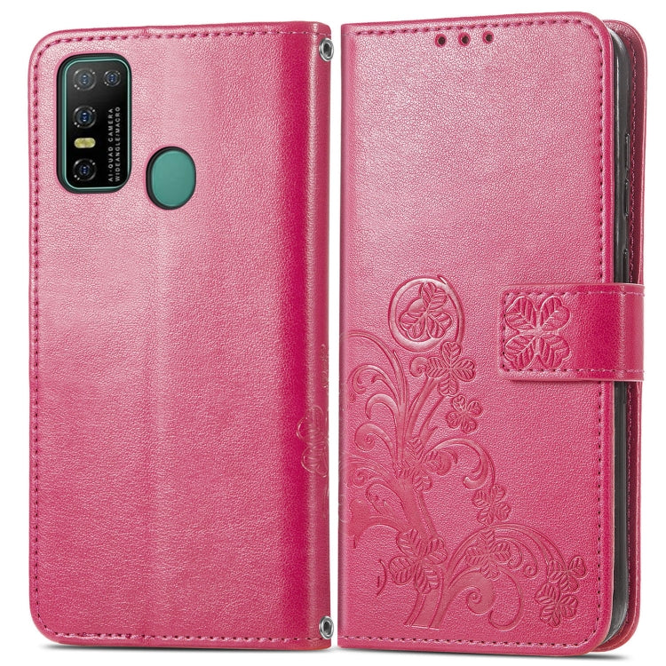 For Doogee N30 Four-leaf Clasp Embossed Buckle Mobile Phone Protection Leather Case