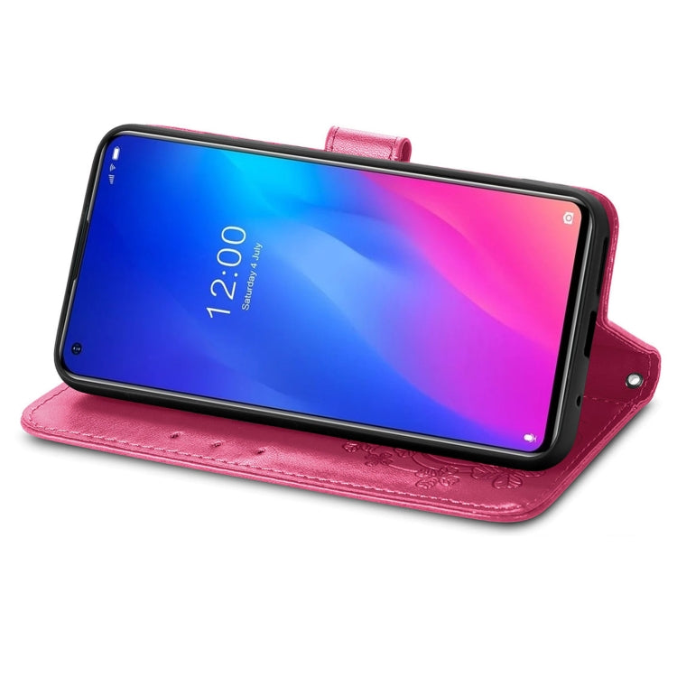 For Doogee N30 Four-leaf Clasp Embossed Buckle Mobile Phone Protection Leather Case