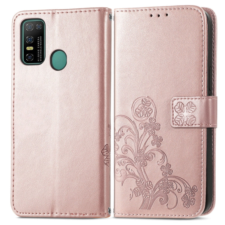 For Doogee N30 Four-leaf Clasp Embossed Buckle Mobile Phone Protection Leather Case