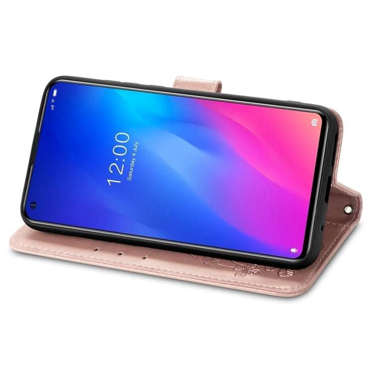 For Doogee N30 Four-leaf Clasp Embossed Buckle Mobile Phone Protection Leather Case