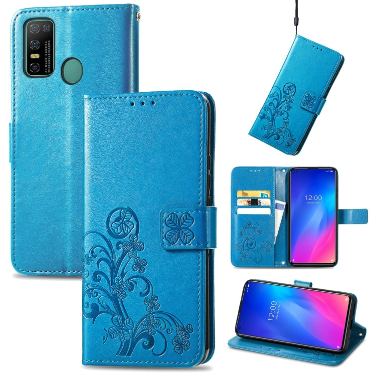 For Doogee N30 Four-leaf Clasp Embossed Buckle Mobile Phone Protection Leather Case