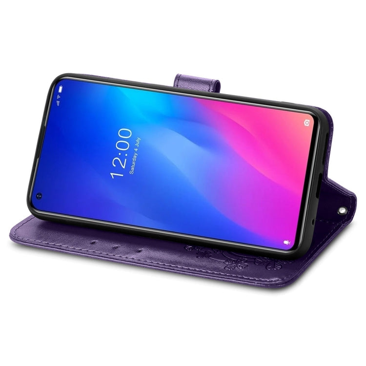 For Doogee N30 Four-leaf Clasp Embossed Buckle Mobile Phone Protection Leather Case