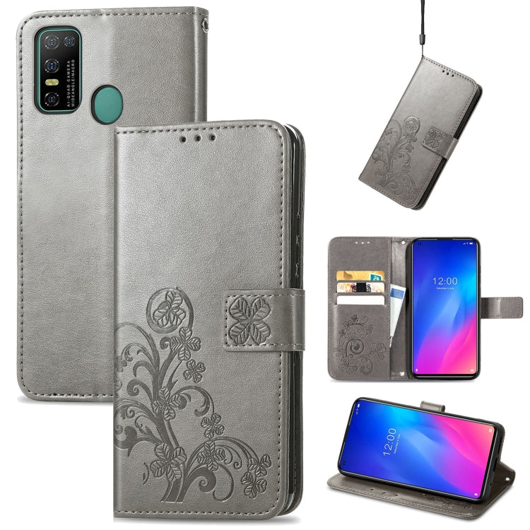 For Doogee N30 Four-leaf Clasp Embossed Buckle Mobile Phone Protection Leather Case