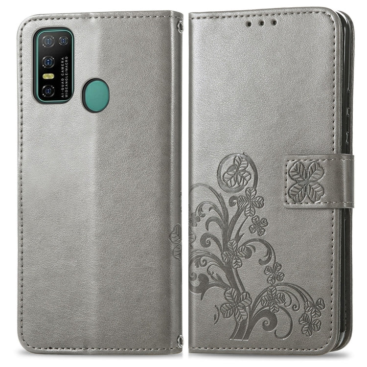 For Doogee N30 Four-leaf Clasp Embossed Buckle Mobile Phone Protection Leather Case