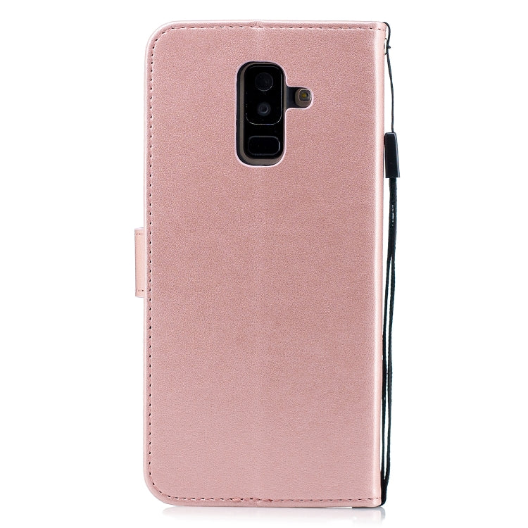 Diamond Encrusted Butterflies Love Flowers Pattern Horizontal Flip Leather Case for Galaxy A6 Plus (2018) , with Holder & Card Slots & Wallet & Lanyard