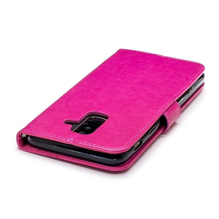 Diamond Encrusted Butterflies Love Flowers Pattern Horizontal Flip Leather Case for Galaxy A6 Plus (2018) , with Holder & Card Slots & Wallet & Lanyard