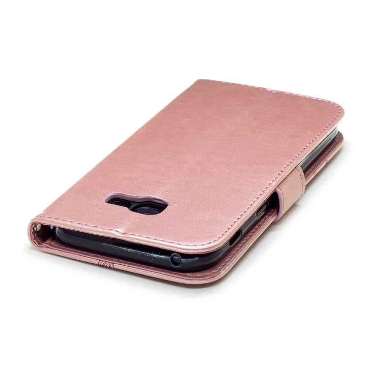 Diamond Encrusted Butterflies Love Flowers Pattern Horizontal Flip Leather Case for Galaxy A5 (2017) / A520 ,with Holder & Card Slots & Wallet & Lanyard