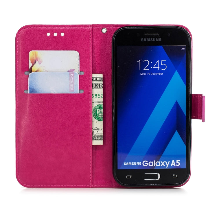 Diamond Encrusted Butterflies Love Flowers Pattern Horizontal Flip Leather Case for Galaxy A5 (2017) / A520 ,with Holder & Card Slots & Wallet & Lanyard