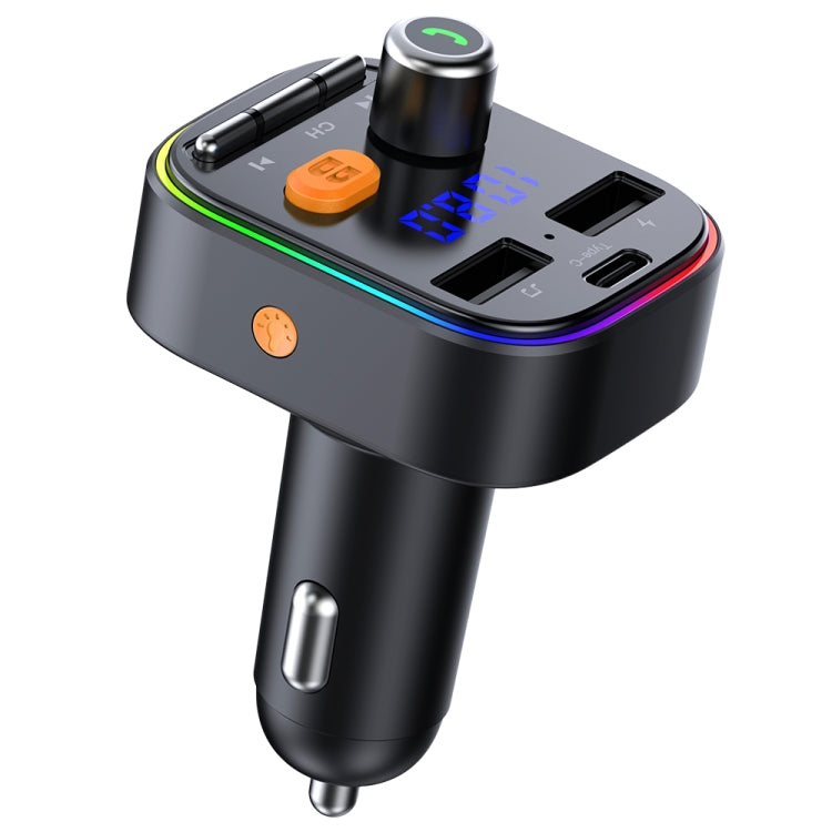 T48C Car Bluetooth 5.0 Fm Transmitter Kit MP3 Modulator Dual USB with Type-C