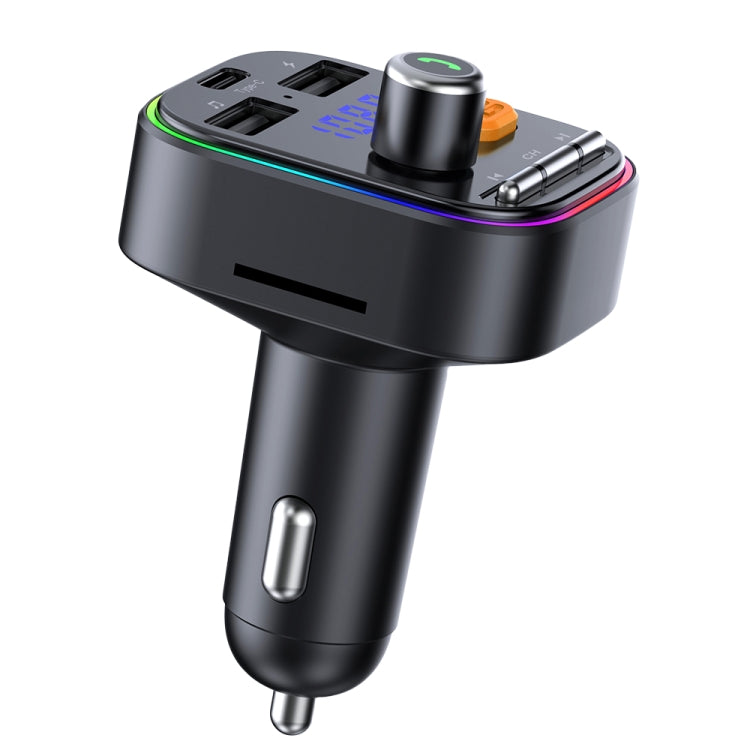 T48C Car Bluetooth 5.0 Fm Transmitter Kit MP3 Modulator Dual USB with Type-C