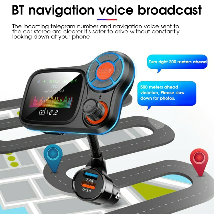 T831 Bluetooth 5.0 Car FM Transmitter Colorful Adapter Car MP3 Player