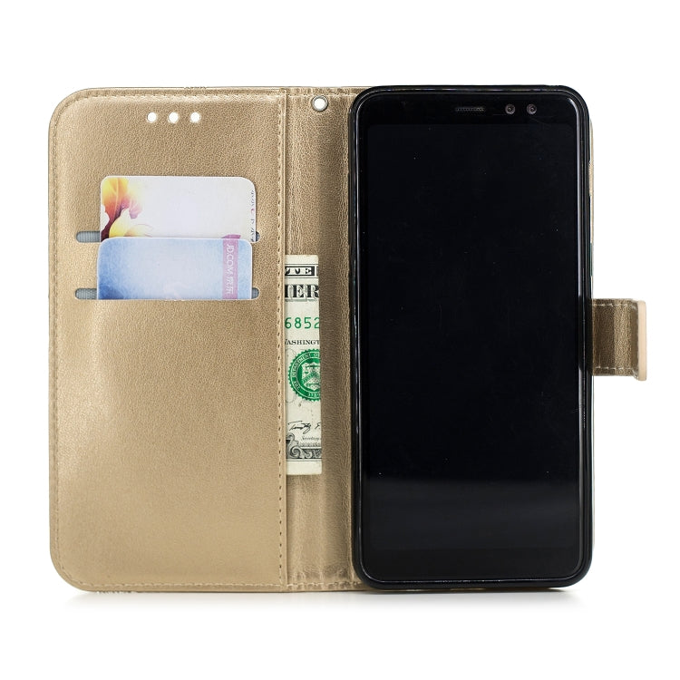 Diamond Encrusted Butterflies Love Flowers Pattern Horizontal Flip Leather Case for Galaxy A8 (2018)  , with Holder & Card Slots & Wallet & Lanyard