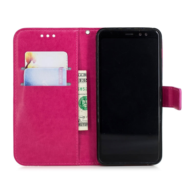 Diamond Encrusted Butterflies Love Flowers Pattern Horizontal Flip Leather Case for Galaxy A8 (2018)  , with Holder & Card Slots & Wallet & Lanyard