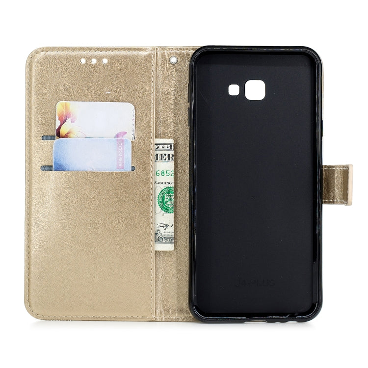 Diamond Encrusted Butterflies Love Flowers Pattern Horizontal Flip Leather Case for Galaxy J4 Plus , with Holder & Card Slots & Wallet & Lanyard