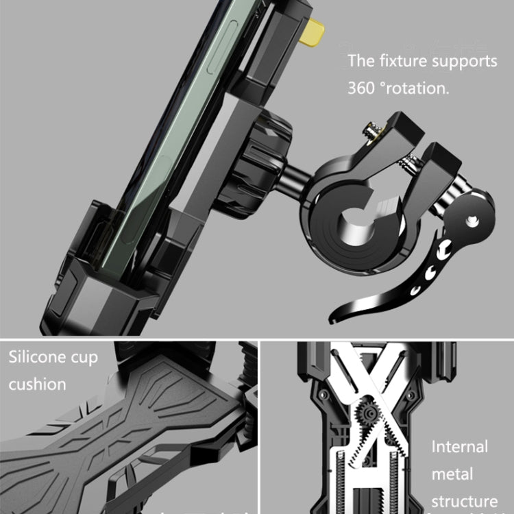 Bicycle Mobile Phone Bracket Cycling Navigation Shockproof Rotating Phone Rack(Black)