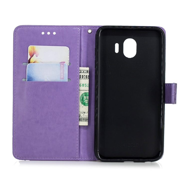 Diamond Encrusted Butterflies Love Flowers Pattern Horizontal Flip Leather Case for Galaxy J4 2018 (EU Version) , with Holder & Card Slots & Wallet & Lanyard