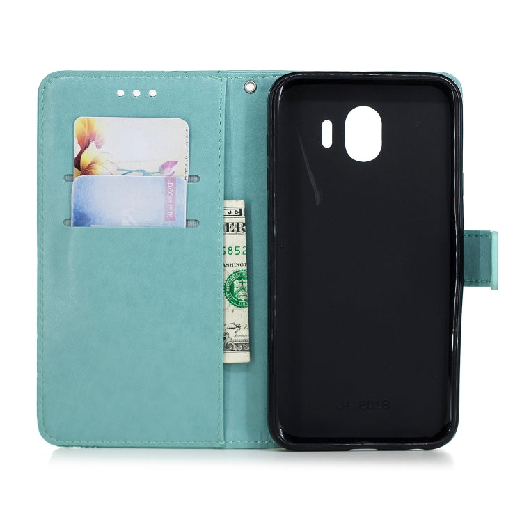 Diamond Encrusted Butterflies Love Flowers Pattern Horizontal Flip Leather Case for Galaxy J4 2018 (EU Version) , with Holder & Card Slots & Wallet & Lanyard
