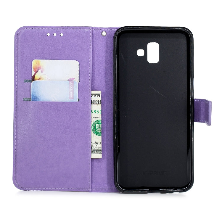 Diamond Encrusted Butterflies Love Flowers Pattern Horizontal Flip Leather Case for Galaxy J6+ & J6 Prime , with Holder & Card Slots & Wallet & Lanyard