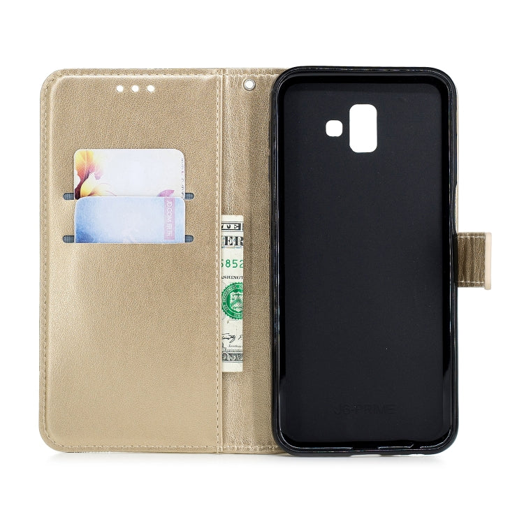 Diamond Encrusted Butterflies Love Flowers Pattern Horizontal Flip Leather Case for Galaxy J6+ & J6 Prime , with Holder & Card Slots & Wallet & Lanyard