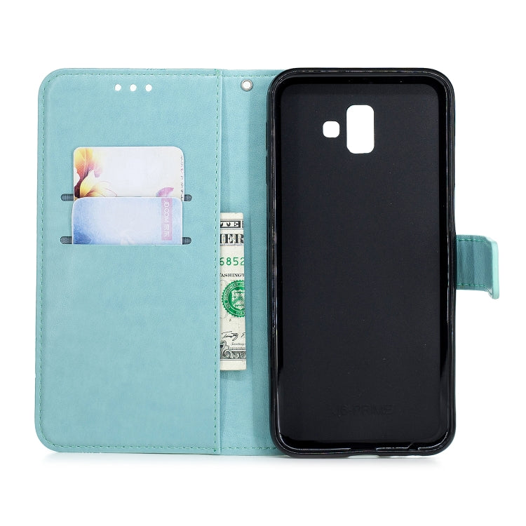 Diamond Encrusted Butterflies Love Flowers Pattern Horizontal Flip Leather Case for Galaxy J6+ & J6 Prime , with Holder & Card Slots & Wallet & Lanyard