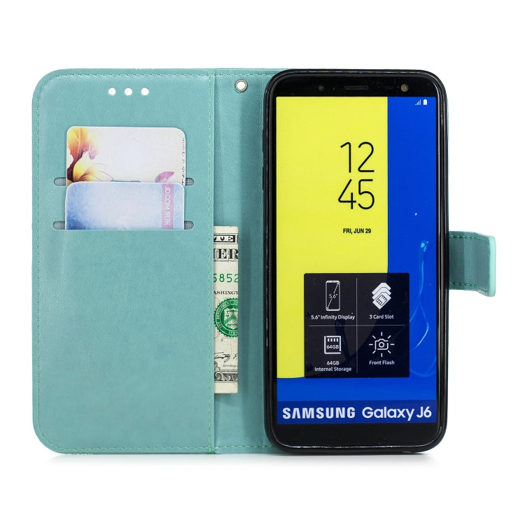 Diamond Encrusted Butterflies Love Flowers Pattern Horizontal Flip Leather Case for Galaxy J6 2018 (EU Version) , with Holder & Card Slots & Wallet & Lanyard