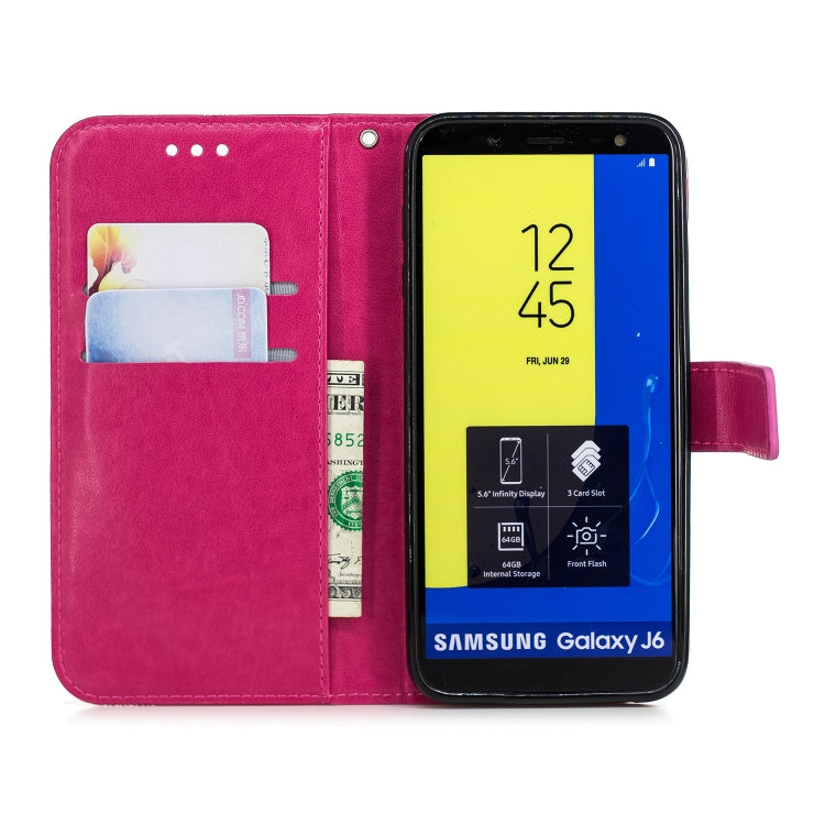 Diamond Encrusted Butterflies Love Flowers Pattern Horizontal Flip Leather Case for Galaxy J6 2018 (EU Version) , with Holder & Card Slots & Wallet & Lanyard