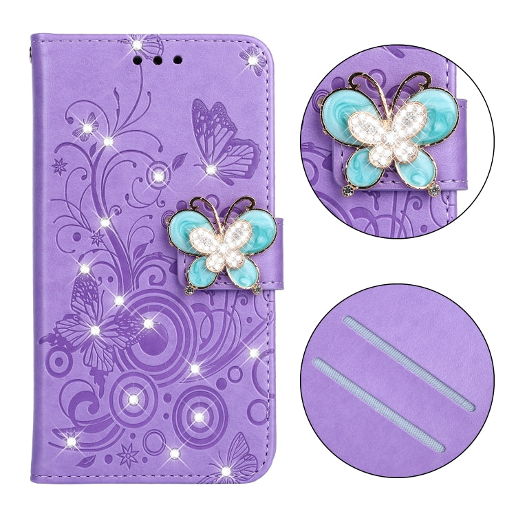 Diamond Encrusted Butterflies Love Flowers Pattern Horizontal Flip Leather Case for Galaxy J5 (2016) / J510 , with Holder & Card Slots & Wallet & Lanyard