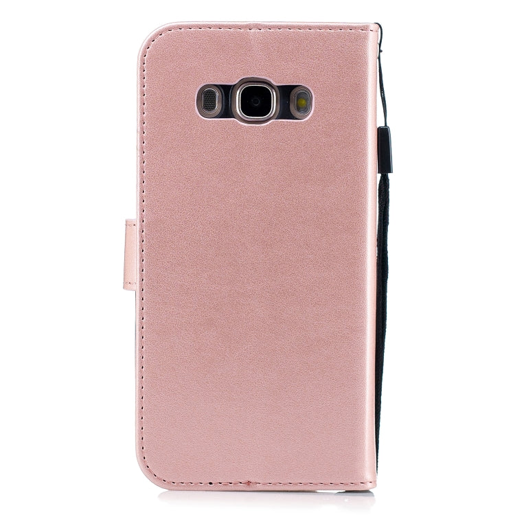 Diamond Encrusted Butterflies Love Flowers Pattern Horizontal Flip Leather Case for Galaxy J5 (2016) / J510 , with Holder & Card Slots & Wallet & Lanyard