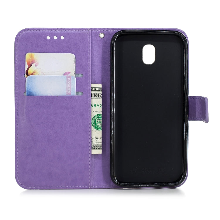 Diamond Encrusted Butterflies Love Flowers Pattern Horizontal Flip Leather Case for Samsung Galaxy J5 (2017) / J530
