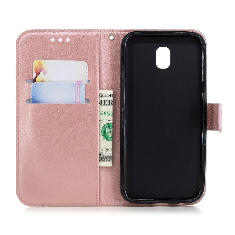 Diamond Encrusted Butterflies Love Flowers Pattern Horizontal Flip Leather Case for Samsung Galaxy J5 (2017) / J530
