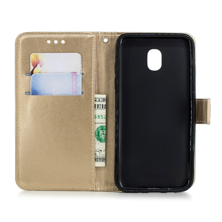 Diamond Encrusted Butterflies Love Flowers Pattern Horizontal Flip Leather Case for Galaxy J3 (2018) , with Holder & Card Slots & Wallet & Lanyard