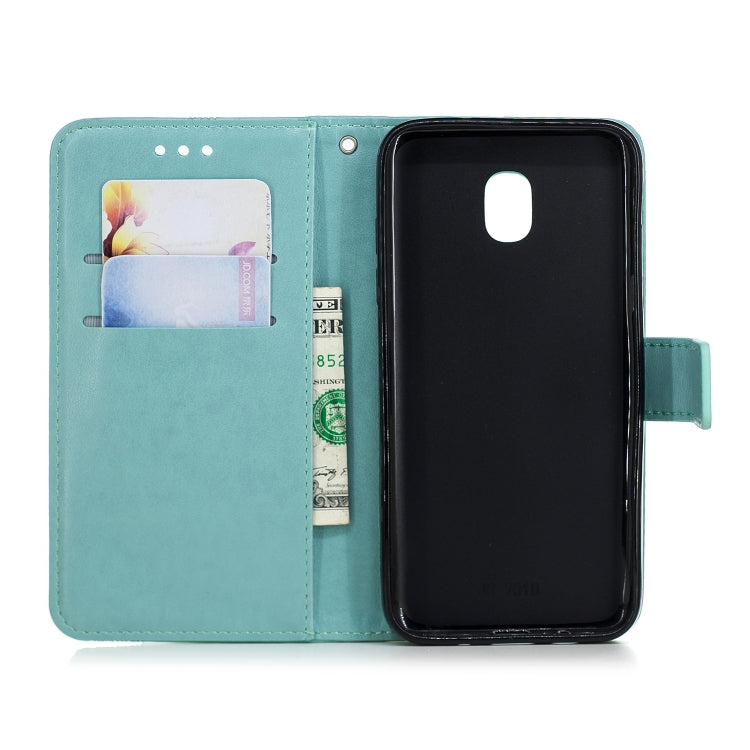 Diamond Encrusted Butterflies Love Flowers Pattern Horizontal Flip Leather Case for Galaxy J3 (2018) , with Holder & Card Slots & Wallet & Lanyard