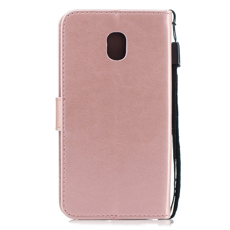 Diamond Encrusted Butterflies Love Flowers Pattern Horizontal Flip Leather Case for Galaxy J3 (2018) , with Holder & Card Slots & Wallet & Lanyard
