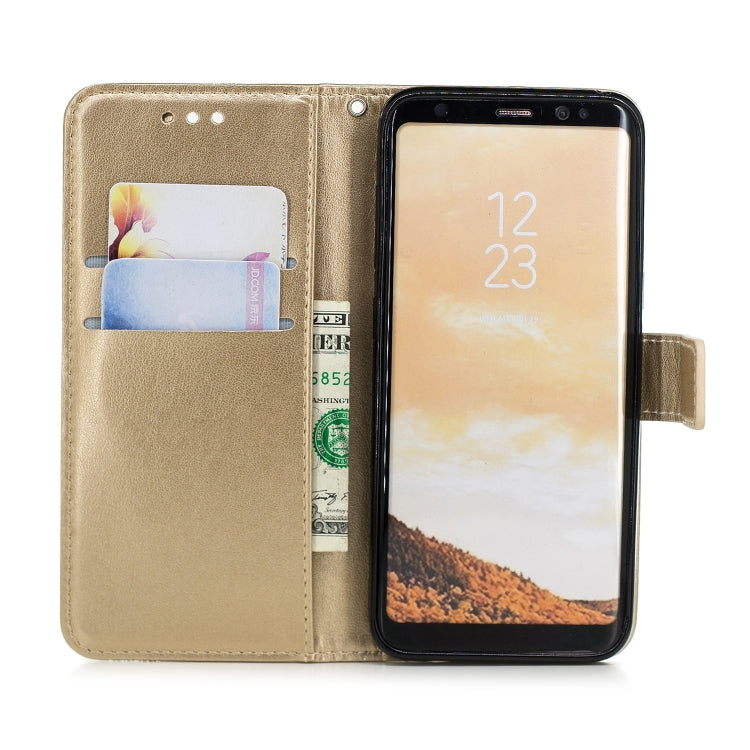 Diamond Encrusted Butterflies Love Flowers Pattern Horizontal Flip Leather Case for Galaxy S8 , with Holder & Card Slots & Wallet & Lanyard