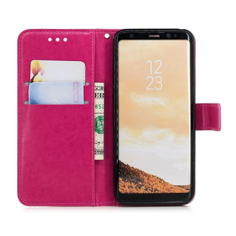 Diamond Encrusted Butterflies Love Flowers Pattern Horizontal Flip Leather Case for Galaxy S8 , with Holder & Card Slots & Wallet & Lanyard