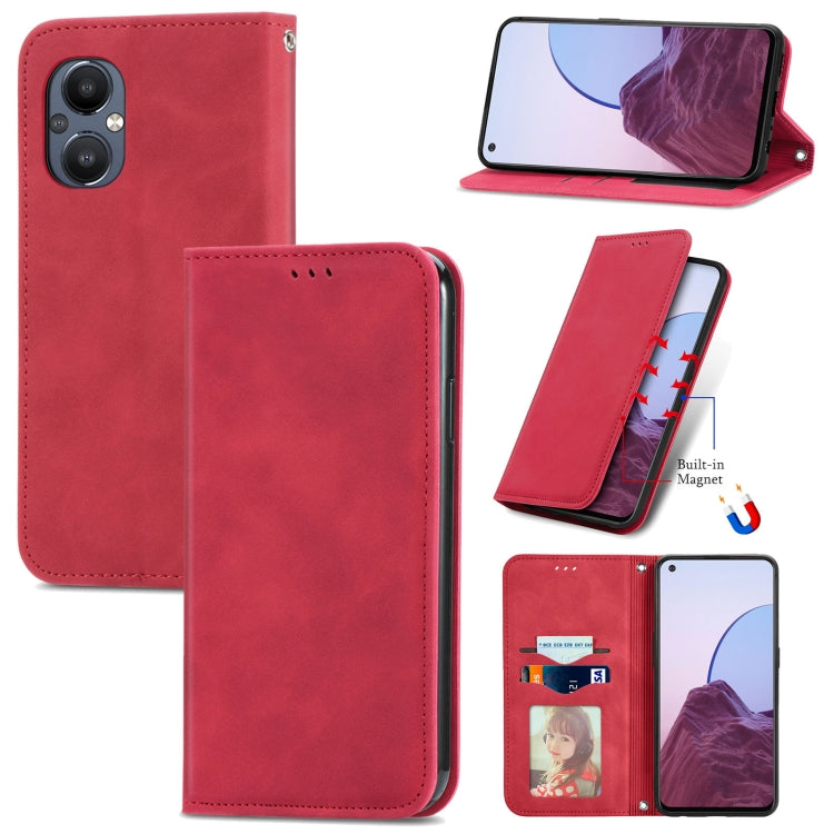 For OnePlus Nord N20 5G Retro Skin Feel Magnetic Leather Case